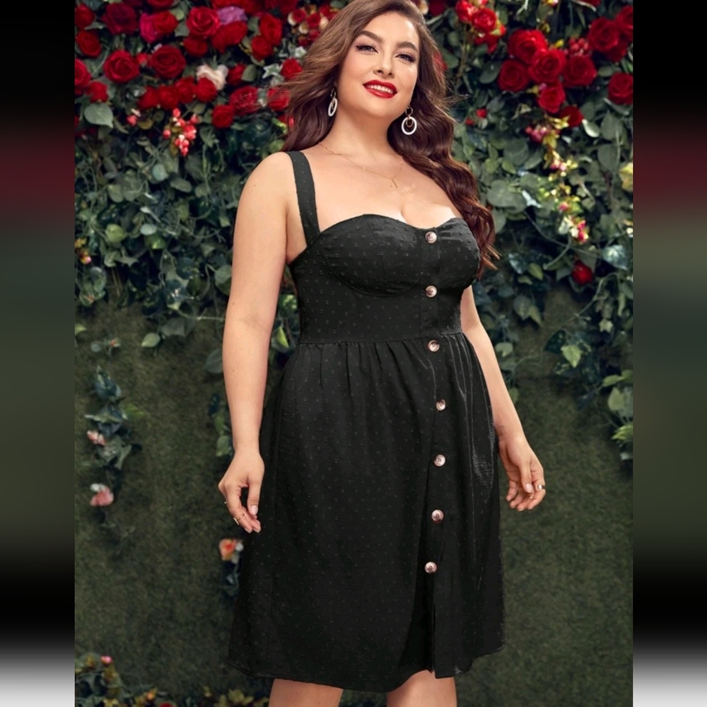 Black button up style dress